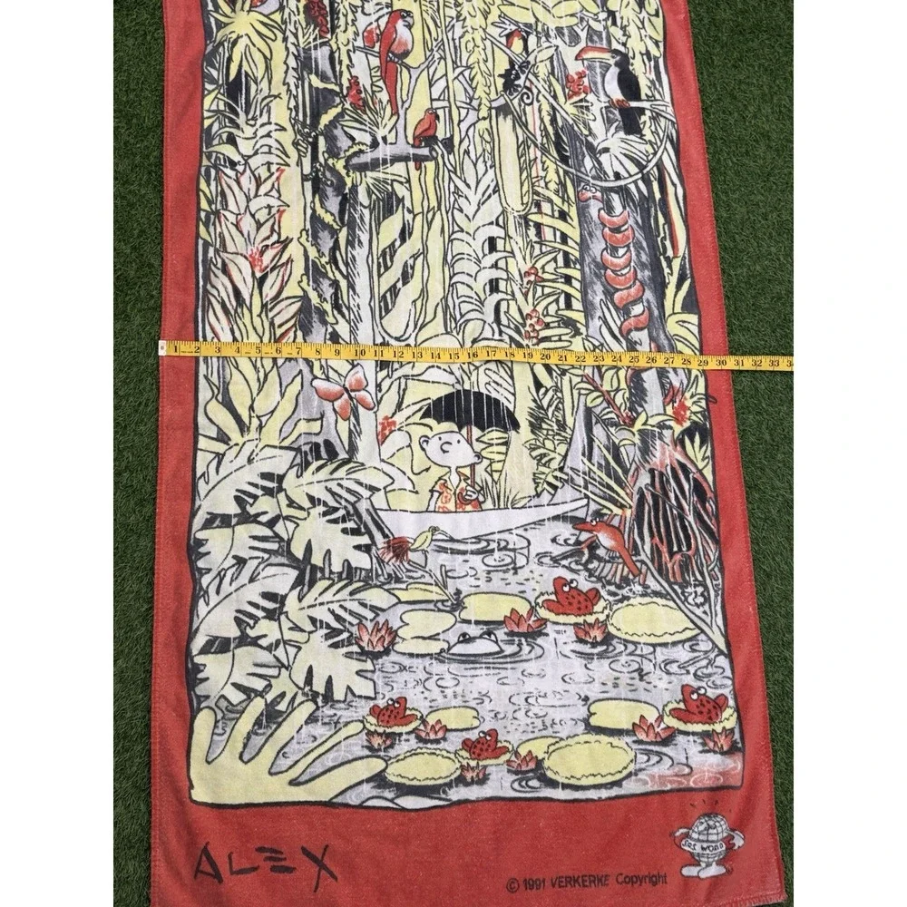 Vintage Save The Forest Beach Towel Cartoon Alex 1991 SOS World 90s Rare